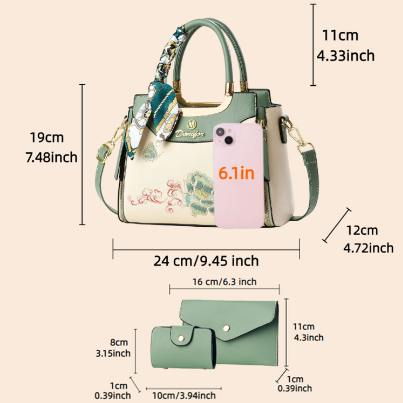 3-piece embroidered handbag se - đánh giá và giá Women Bags For Gift
