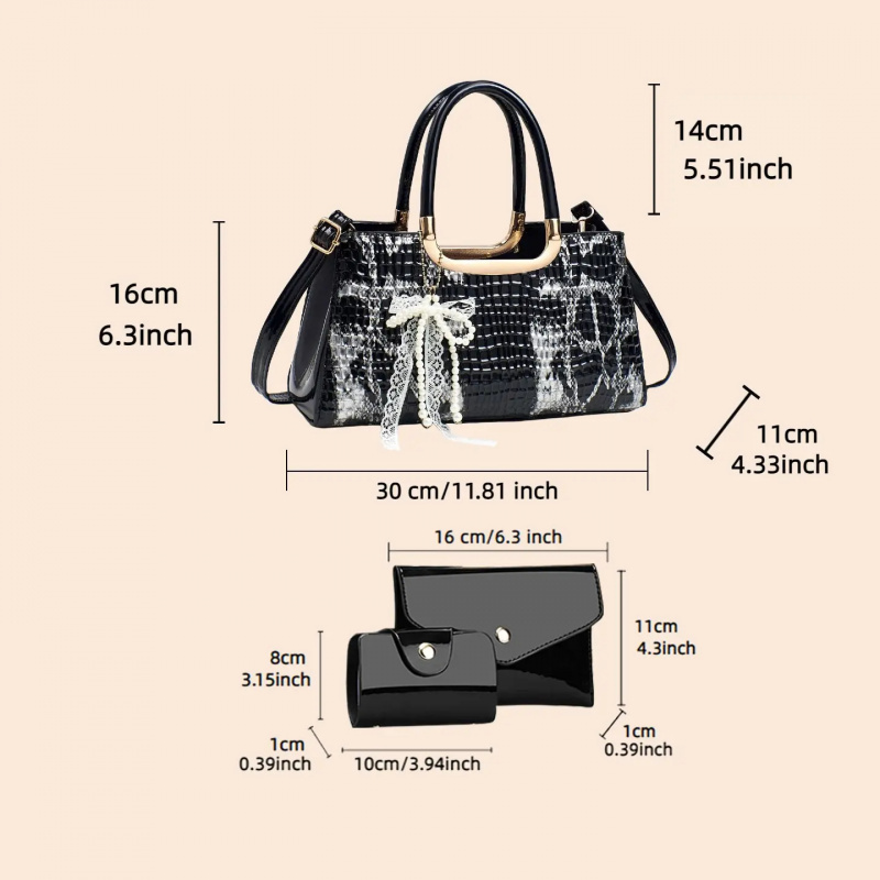 Women's Handbag Set, Crocodile - đánh giá và giá Women Bags For Gift