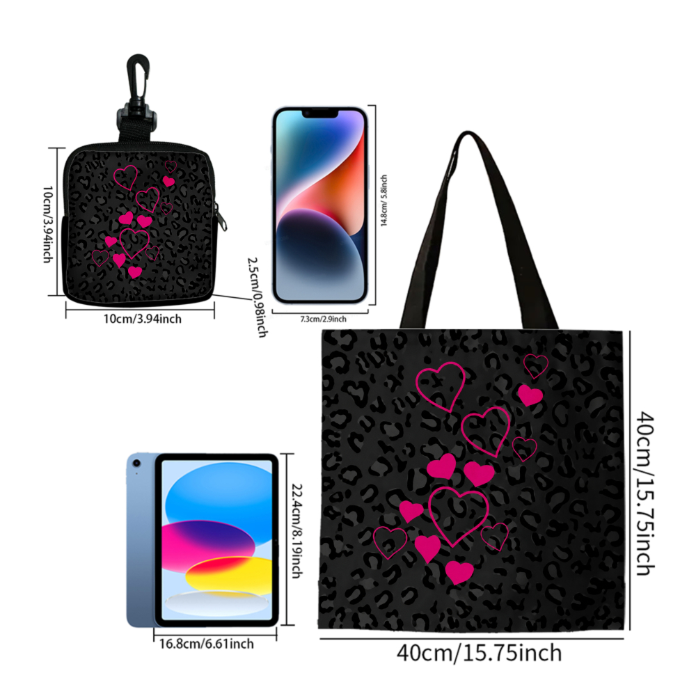 Black Leopard Print Pink Heart - đánh giá và giá Women Bags For Gift